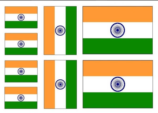 Aufkleber - Sticker -  Indien  Flagge - Set - 8 Stück - versch. Größen