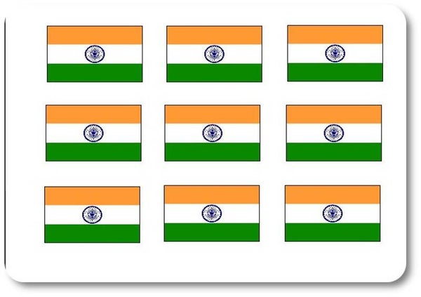 Aufkleber - Sticker -  Indien  Flagge - Set - 18 Stück - 25x15
