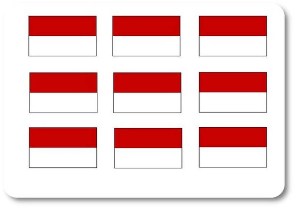 Aufkleber - Sticker -  Indonesien  Flagge - Set - 18 Stück - 25x15