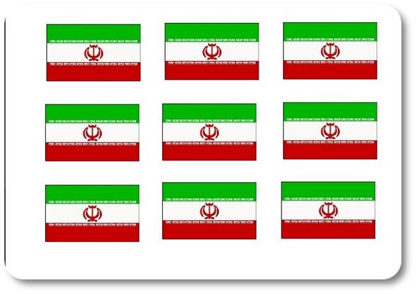 Aufkleber - Sticker -  Iran  Flagge - Set - 18 Stück - 25x15