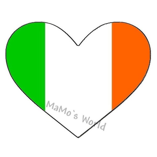 Aufkleber - Flagge - Irland - Herzform - versch. Größen