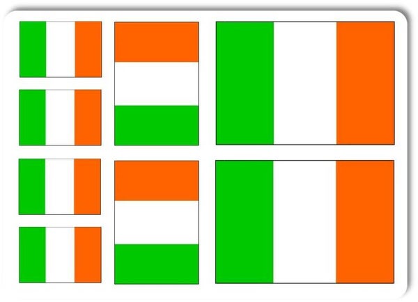Aufkleber - Sticker - Irland Flagge - Set - 8 Stück - versch. Größen