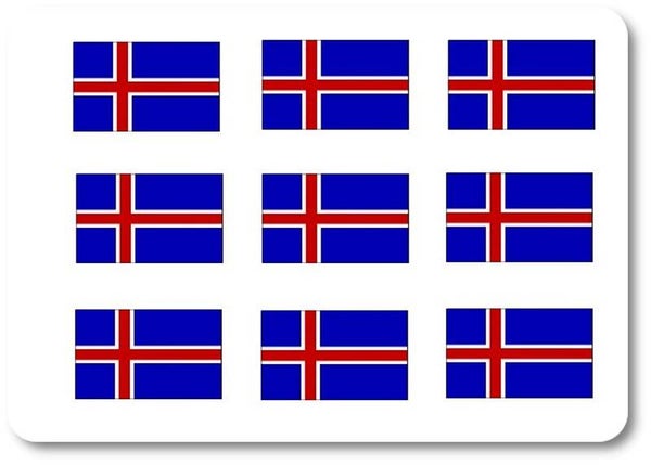 Aufkleber - Sticker - Island Flagge - Set - 18 Stück - 25x15 mm