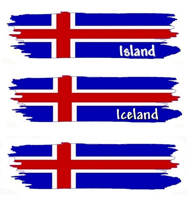 Aufkleber - Flagge - Island - versch. Motive - 125x40 mm