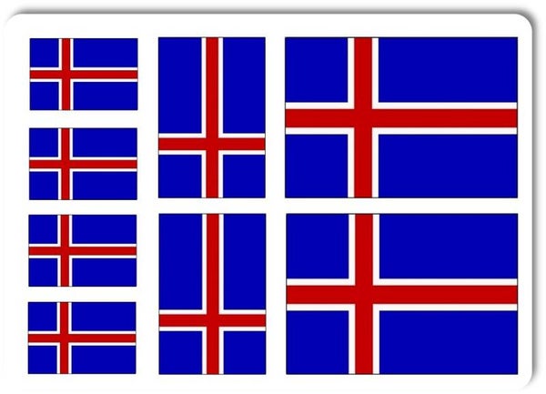 Aufkleber - Sticker - Island Flagge - Set - 8 Stück - versch. Größen