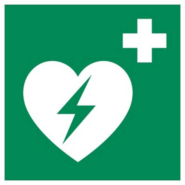 Aufkleber -  E010 Automatisierter Externer Defibrillator (AED)  - ISO DIN 7010 - Rettungszeichen - versch. Größen