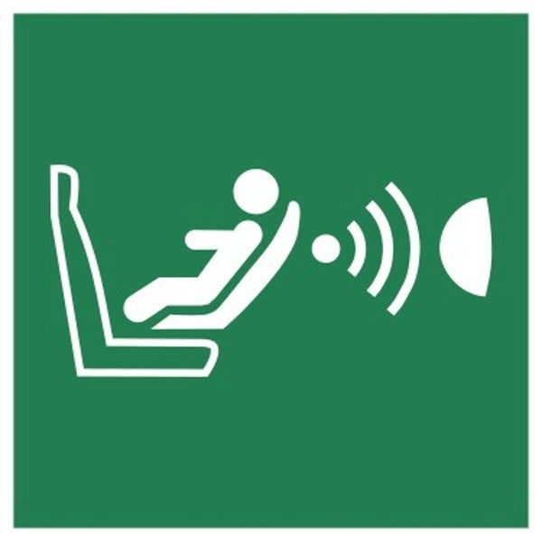Aufkleber -  E014 Erkennungssystem eines Kindersitzes (CPOD)  - ISO DIN 7010 - Rettungszeichen - versch. Größen