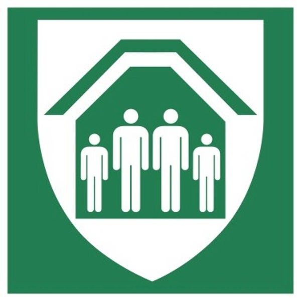Aufkleber -  E021 Schutzhütte  - ISO DIN 7010 - Rettungszeichen - versch. Größen