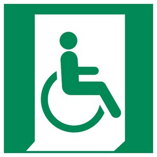 Aufkleber -  E030 Notausgang für nicht-gehfähige oder gehbeeinträchtigte Personen (rechts)  - ISO DIN 7010 - Rettungszeichen - versch. Größen