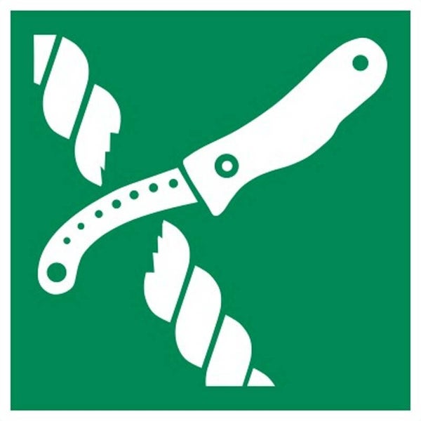 Aufkleber -  E035 Messer für Rettungsfloßausrüstung  - ISO DIN 7010 - Rettungszeichen - versch. Größen