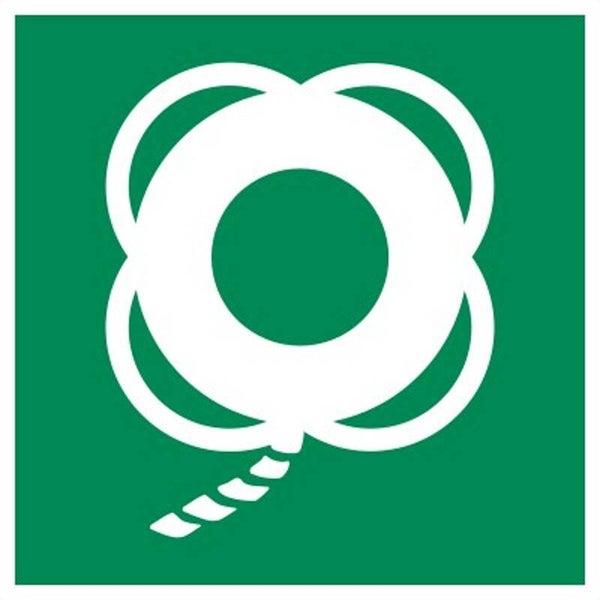 Aufkleber -  E041  Rettungsring mit Leine  - ISO DIN 7010 - Rettungszeichen - versch. Größen