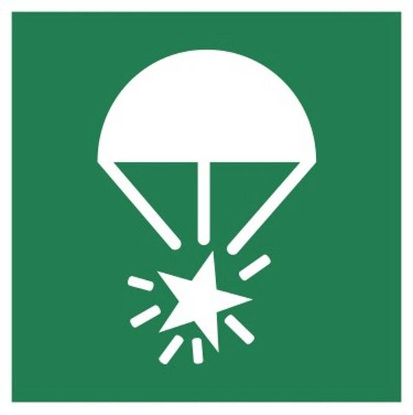 Aufkleber -  E049 Fallschirm Signalrakete - ISO DIN 7010 - Rettungszeichen - versch. Größen