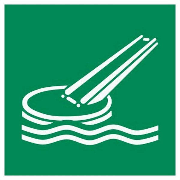 Aufkleber -  E054 Offene Rutsche für Schiffsevakuierung - ISO DIN 7010 - Rettungszeichen - versch. Größen