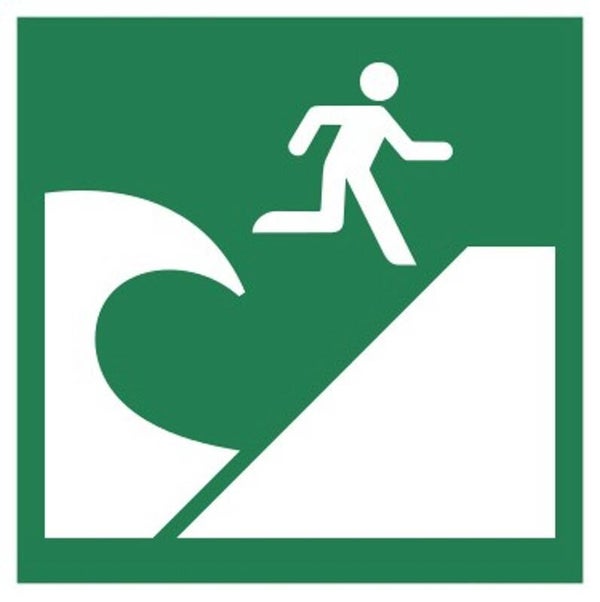 Aufkleber -  E062 Tsunami-Zufluchtsbereich - ISO DIN 7010 - Rettungszeichen - versch. Größen