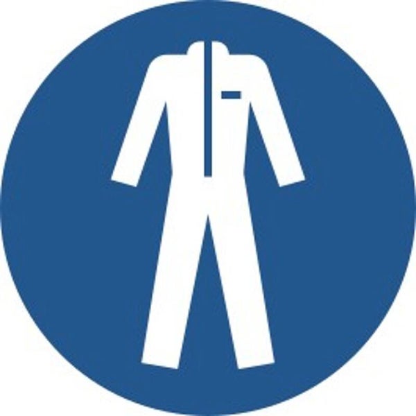 Aufkleber -  M010 Schutzkleidung benutzen - ISO DIN 7010 - Gebotszeichen - versch. Größen