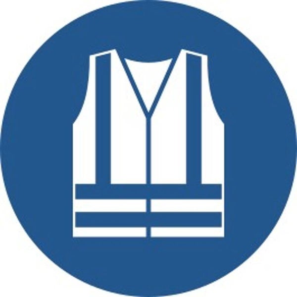 Aufkleber -  M015 Warnweste benutzen - ISO DIN 7010 - Gebotszeichen - versch. Größen