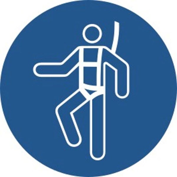 Aufkleber -  M018 Auffanggurt benutzen - ISO DIN 7010 - Gebotszeichen - versch. Größen