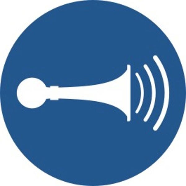 Aufkleber -  M029 Akustisches Signal geben - ISO DIN 7010 - Gebotszeichen - versch. Größen