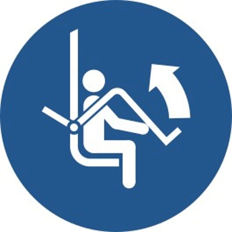 Aufkleber -  M034 Sicherheitsbügel des Sessellifts öffnen - ISO DIN 7010 - Gebotszeichen - versch. Größen