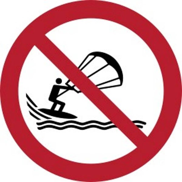 Aufkleber -  P065 Kitesurfen verboten  - ISO DIN 7010 - Verbotszeichen - versch. Größen