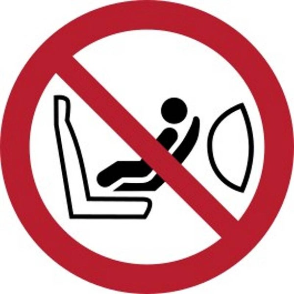 Aufkleber -  P074 Kindersitz installieren verboten  - ISO DIN 7010 - Verbotszeichen - versch. Größen