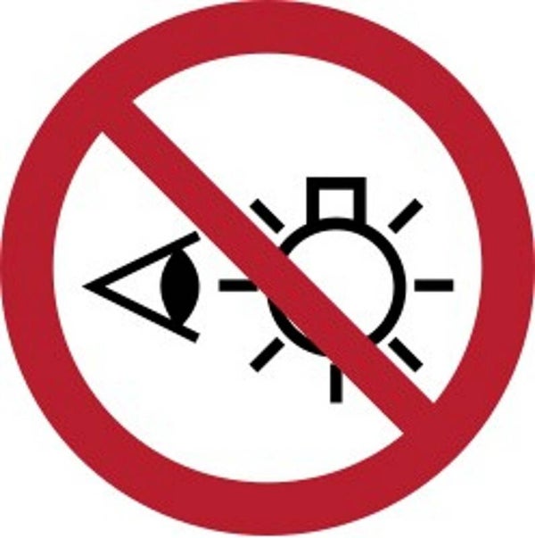 Aufkleber -  P075 Nicht in die Lichtquelle schauen  - ISO DIN 7010 - Verbotszeichen - versch. Größen