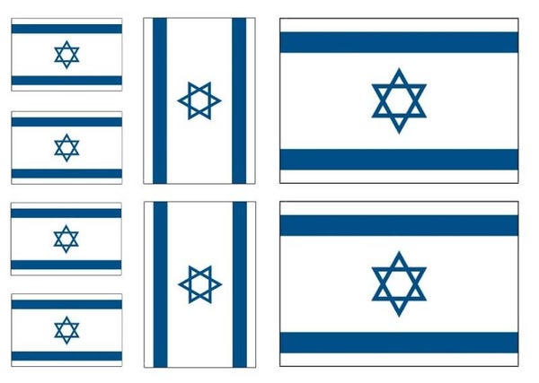 Aufkleber - Sticker -  Israel  Flagge - Set - 8 Stück - versch. Größen