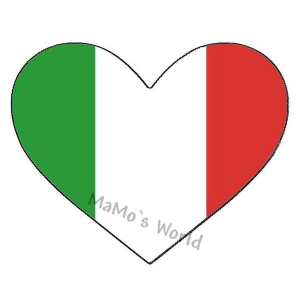 Aufkleber - Flagge - Italien - Herzform - versch. Größen