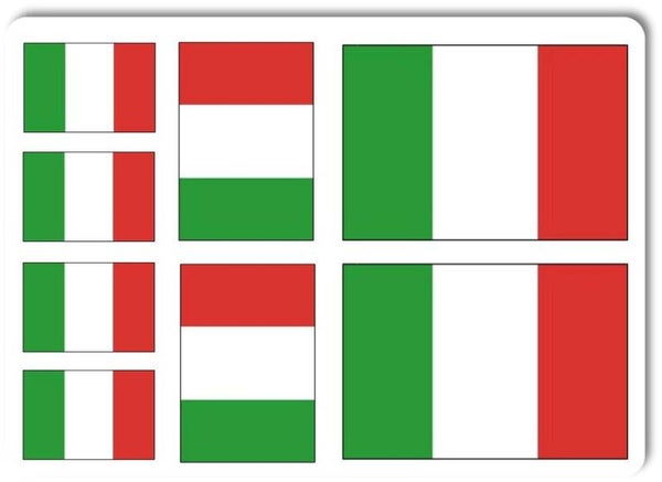 Aufkleber - Sticker - Italien Flagge - Set - 8 Stück - versch. Größen