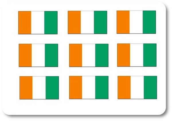 Aufkleber - Sticker - Elfenbeinküste  Flagge - Set - 18 Stück - 25x15