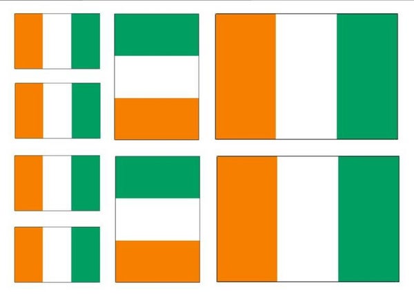 Aufkleber - Sticker - Elfenbeinküste  Flagge - Set - 8 Stück - versch. Größen