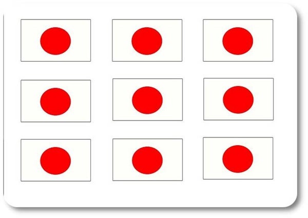 Aufkleber - Sticker -  Japan  Flagge - Set - 18 Stück - 25x15