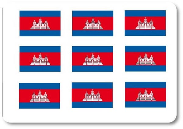 Aufkleber - Sticker -  Kambotscha  Flagge - Set - 18 Stück - 25x15