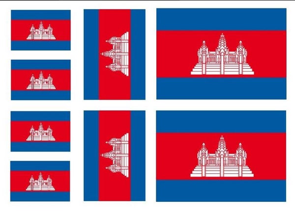 Aufkleber - Sticker -  Kambodscha  Flagge - Set - 8 Stück - versch. Größen