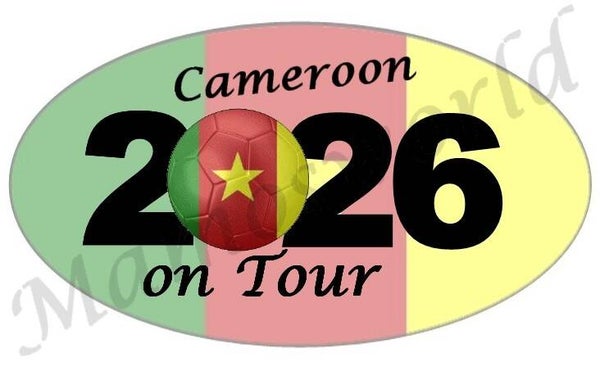 Aufkleber - Sticker - On Tour 2026 - Kamerun - versch. Größen - Oval