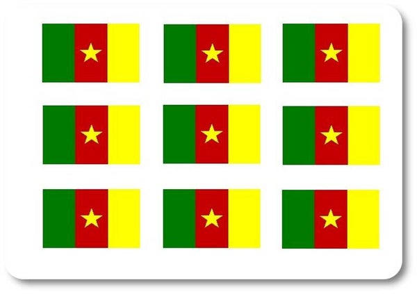 Aufkleber - Sticker - Kamerun  Flagge - Set - 18 Stück - 25x15