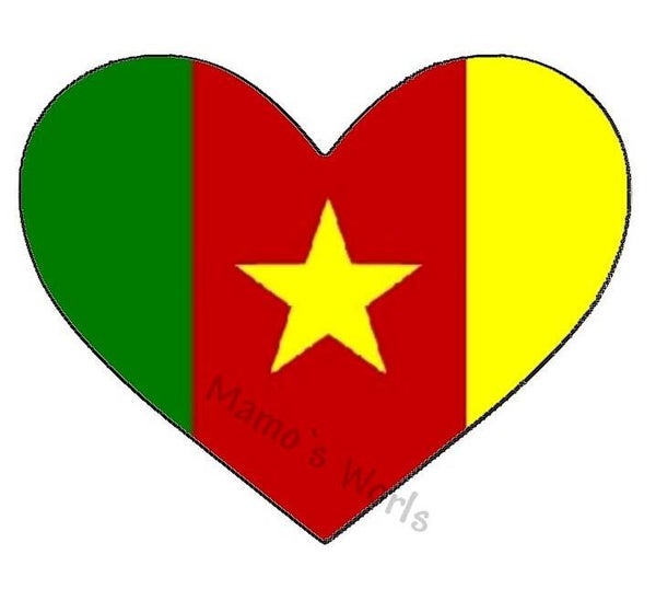 Aufkleber - Flagge - Kamerun - Herzform - versch. Größen