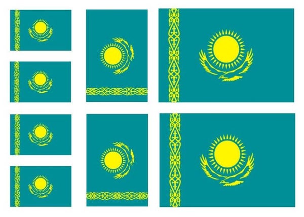 Aufkleber - Sticker -  Kasachstan  Flagge - Set - 8 Stück - versch. Größen