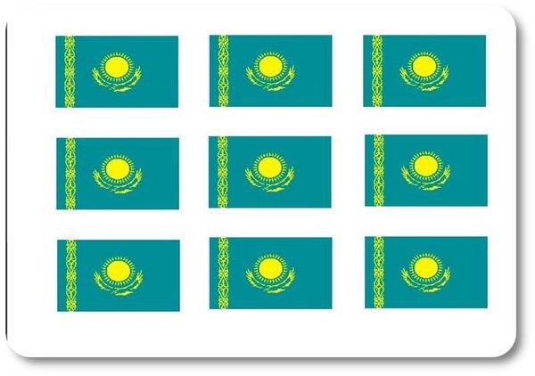 Aufkleber - Sticker -  Kasachstan  Flagge - Set - 18 Stück - 25x15