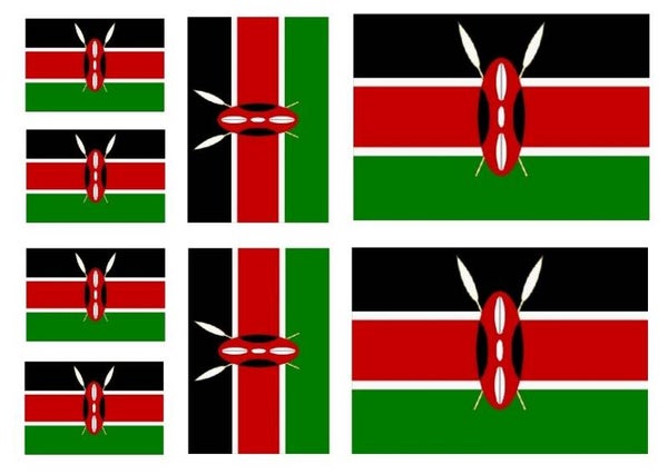 Aufkleber - Sticker - Kenya  Flagge - Set - 8 Stück - versch. Größen