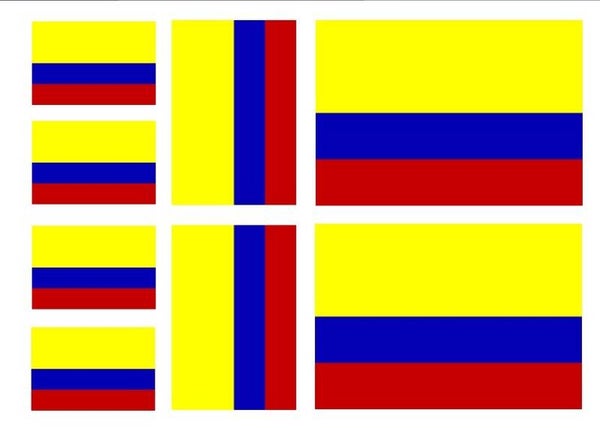 Aufkleber - Sticker - Kolumbien  Flagge - Set - 8 Stück - versch. Größen