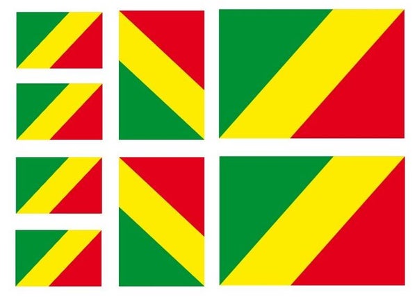 Aufkleber - Sticker - Kongo  Flagge - Set - 8 Stück - versch. Größen
