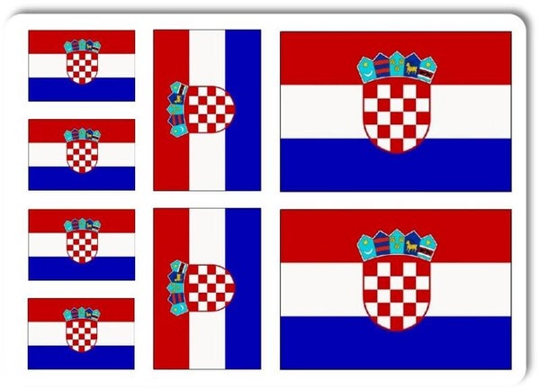 Aufkleber - Sticker - Kroatien Flagge - Set - 8 Stück - versch. Größen