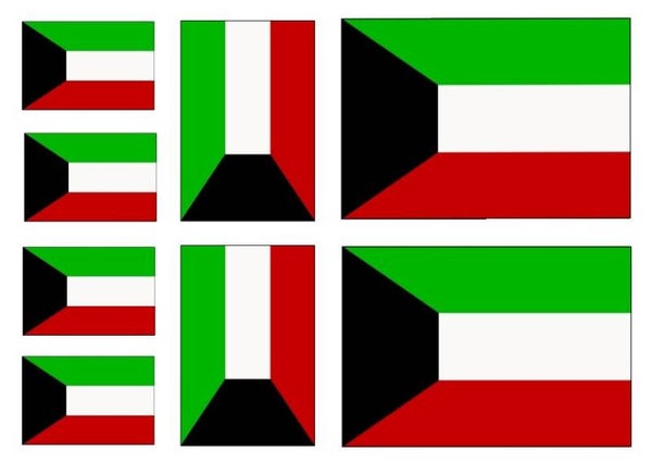 Aufkleber - Sticker -  Kuwait  Flagge - Set - 8 Stück - versch. Größen