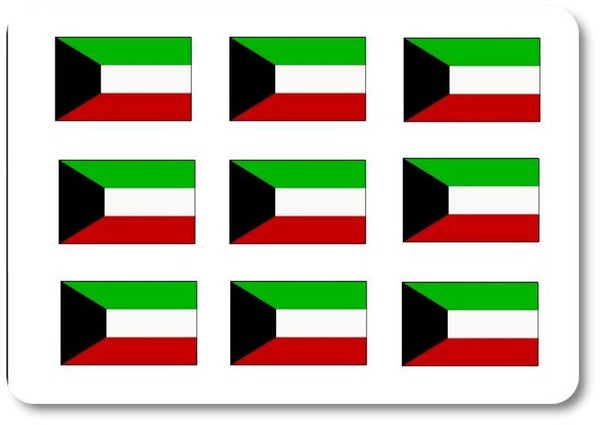 Aufkleber - Sticker -  Kuwait  Flagge - Set - 18 Stück - 25x15