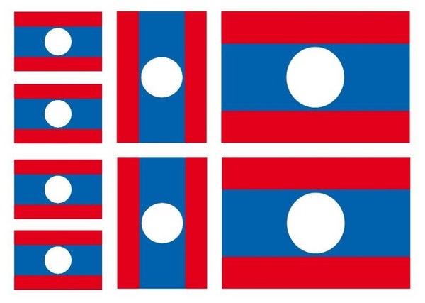 Aufkleber - Sticker -  Laos  Flagge - Set - 8 Stück - versch. Größen