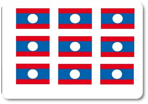 Aufkleber - Sticker -  Laos  Flagge - Set - 18 Stück - 25x15