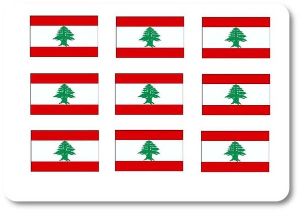 Aufkleber - Sticker -  Libanon  Flagge - Set - 18 Stück - 25x15
