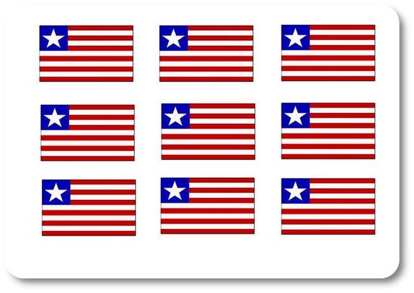Aufkleber - Sticker - Liberia  Flagge - Set - 18 Stück - 25x15