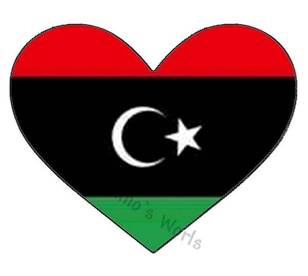Aufkleber - Flagge - Libyen - Herzform - versch. Größen